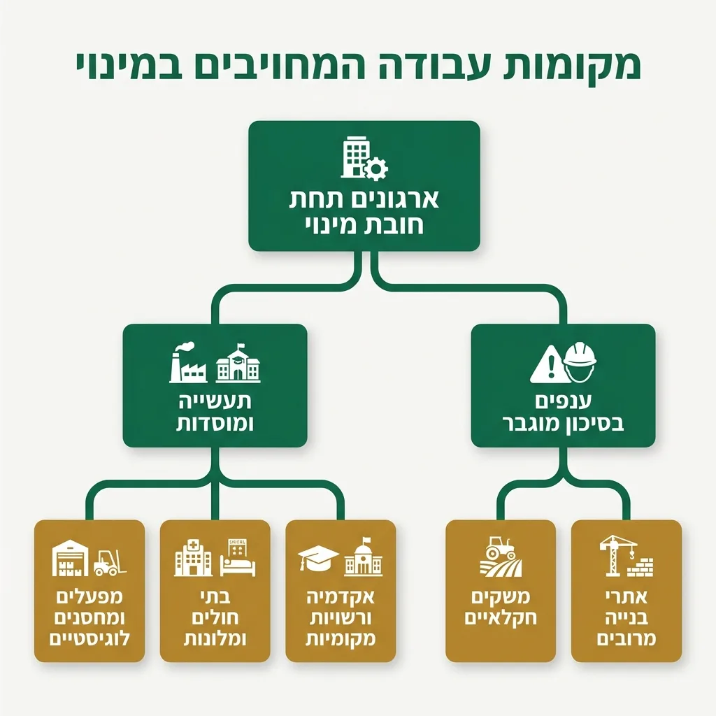 אינפוגרפיקה — מקומות עבודה המחויבים במינוי: ארגונים תחת חובת מינוי