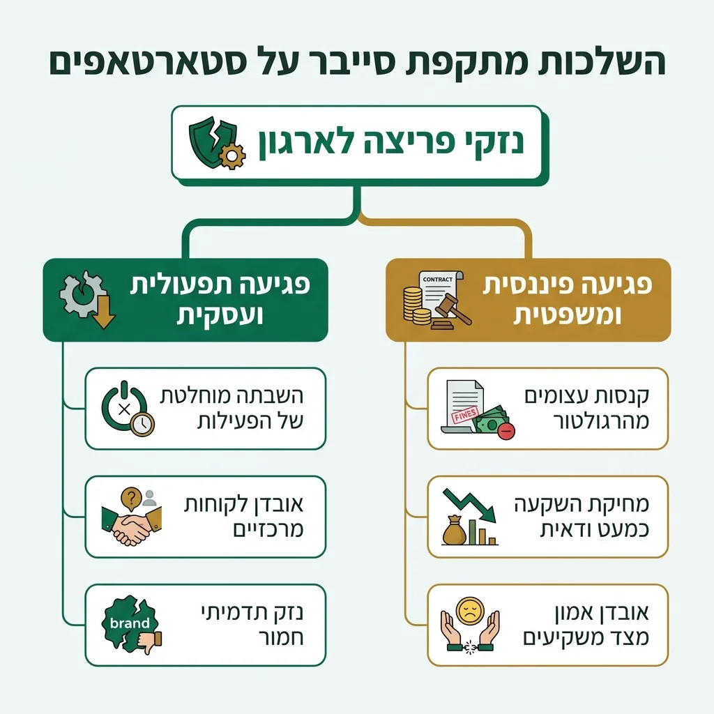 אינפוגרפיקה — השלכות מתקפת סייבר על סטארטאפים: נזקי פריצה לארגון