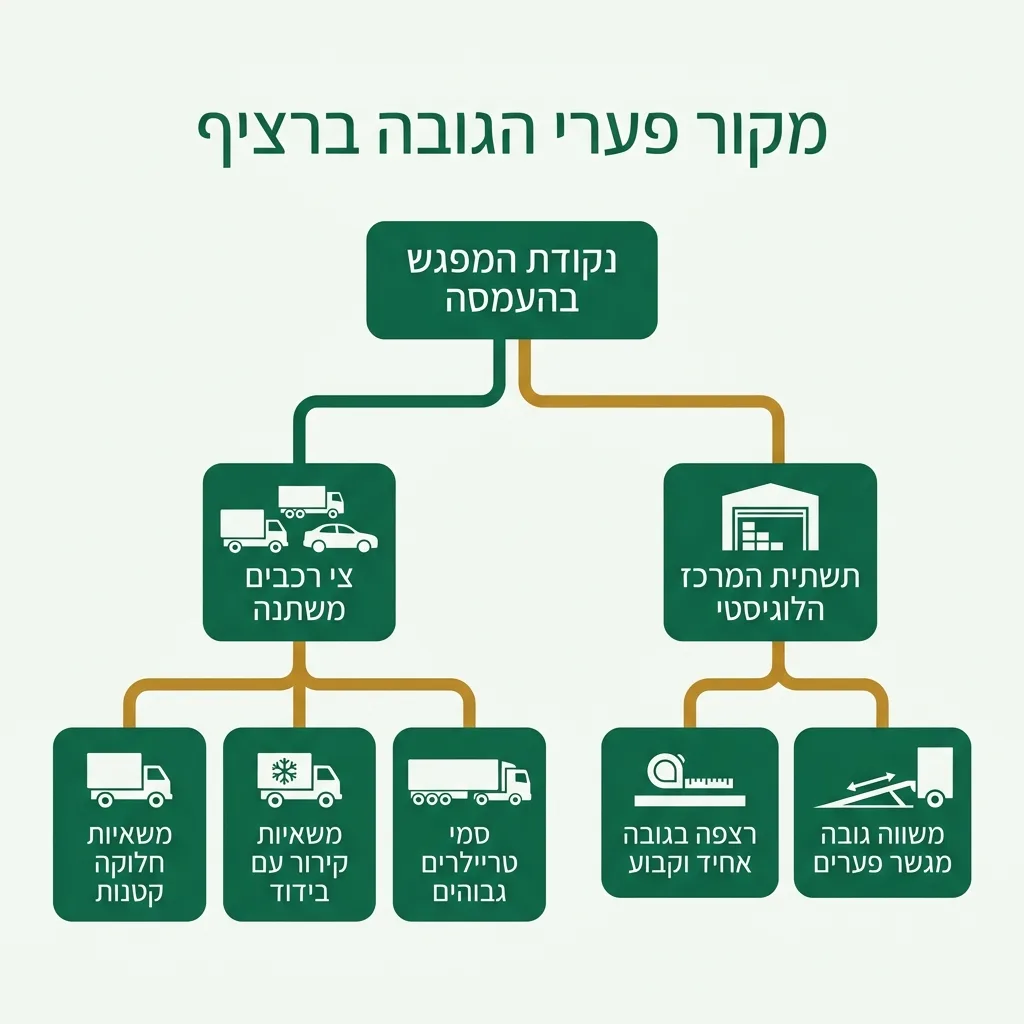 אינפוגרפיקה — מקור פערי הגובה ברציף: נקודת המפגש בהעמסה