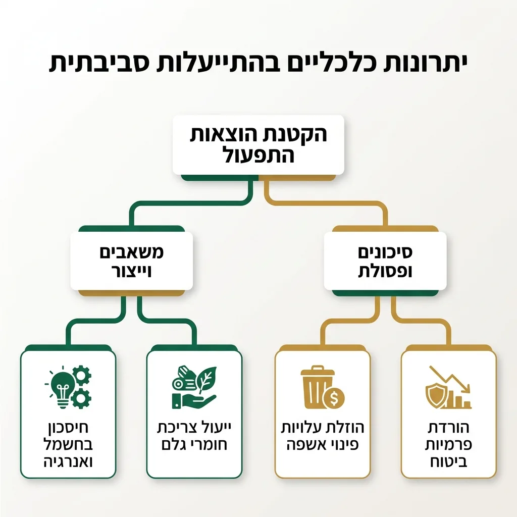 אינפוגרפיקה — יתרונות כלכליים בהתייעלות סביבתית: הקטנת הוצאות התפעול